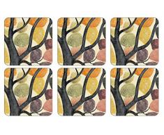 Pimpernel 10,5 x 10,5 cm Petit Panneau MDF avec arrière en liège Dancing Branches Dessous de Verres, Lot de 6, Multicolore