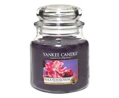 YANKEE CANDLE Bougie Parfumée Black Plum Blossom, Violet, Taille M