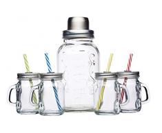 Bar Craft Kit à Cocktail Style Vintage en Verre Transparent