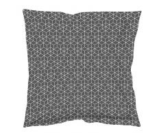Douceur dIntÃ©rieur OPTIC Taie Oreiller Volant Plat Coton Anthracite/Blanc 63 x 63 cm