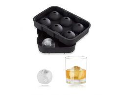 Relaxdays Bac Ã glaÃ§ons en forme de boule 4,5 cm moule en silicone 2 piÃ¨ces couvercle HxlxP: 5 x 18 x 13 cm, noir