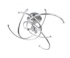 TRIO, Plafonnier, Polydor incl. 4 x LED,SMD,6,0 Watt,3000K,600 Lm. Acryl, Blanc, Corps: metal, Nickel mat Ã:56,0cm, H:26,0cm IP20