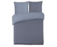 VISION Parure de couette 100% coton - 1 housse de couette 200x200 cm + 2 taies doreiller 65x65 cm gris et gris perle