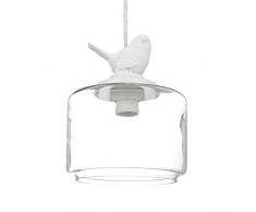 Relaxdays Lampe de plafond luminaire lampe Ã suspension abat-jour verre oiseau design retro dÃ©co vintage, transparent
