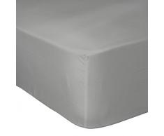 Home Passion Drap Housse 57 Fils, Coton, Gris Clair, 90x190 cm