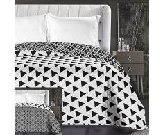 DecoKing Couvre-lit rÃ©versible Noir et Blanc JetÃ© de lit Facile dentretien Motif gÃ©omÃ©trique Black White Hypnosis Collection Triangles, Polyester, Noir/Blanc, 240 x 260 cm