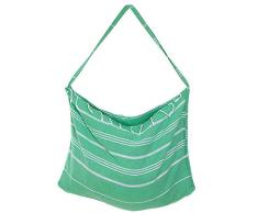 Cacala Serviette de Bain, Serviette fouta avec Sac intÃ©grÃ©, Coton, Green, 100 x 180 x 0.5 cm