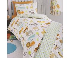 Kids Club Zèbre Tigre éléphant Singe Enfants Seule Housse de Couette Parure de lit, Multicolore