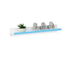 ÃtagÃ¨re tablette flottante murale plateau Ã©troit MDF cuisine bois HxlxP: 5 x 60 x 10 cm, blanc-bleu