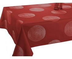 Le linge de Jules Nappe Anti-Taches Cercles Rouge - Taille : Rectangle 150x300 cm