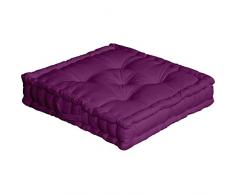 Enjoy Home Coussin de sol avec poignée 50 x 50 x 10 Violet Coton