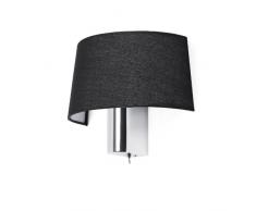 Faro Barcelona Hotel 29945 Applique murale en métal et abat-jour en tissu Noir 15 W