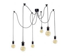 Tosel 21004 Suspension 6 Lumière, Bois, E27, 40 W, Multicolore, 80 x 180 cm