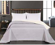 DecoKing 11843 Couvre-lit 260 x 280 cm Ecru Argent Jeté de lit Cercles Double Face Facile dentretien Salice