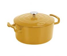 Sitram COCOTTE Sitrabella ronde en fonte émaillée 5 litres - Extérieur jaune moutarde et intérieur blanc - toutes sources de chaleur y compris induction et four - 711983