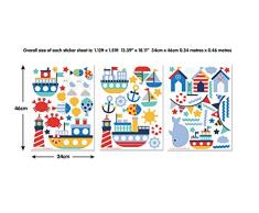 Walltastic 44845 Autocollants muraux Le Monde Nautique, Vinyle, Multicolore, 37 x 4,5 x 7 cm