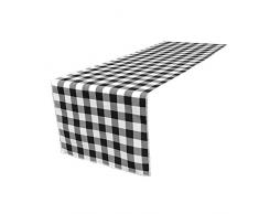 La Lin Poly à Carreaux Chemin de Table, Polyester, Noir/Blanc, 35.56 x 274.32 x 0.04 cm