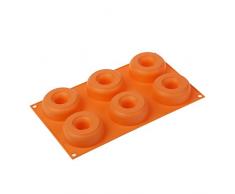 Silikomart 26.170.71.0063 SF170 Moule Forme Beignet 6 Cavités Silicone Orange