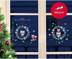 NOUVELLES IMAGES 170.001957.05 Stickers Design Couronnes de Noël/Chouettes, Polyvinyle, Multicolore, 36 x 24 x 0,02 cm