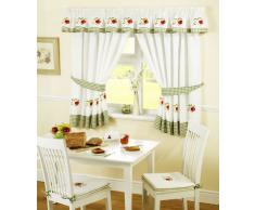 Fruits de Cuisine plissés Rideaux et embrasses, Rouge/Blanc, 46 x 106,7 cm, Polyester, Rouge/Blanc, 66 x 54-inch