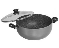 STONELINE Faitout avec Couvercle en Verre, Fonte daluminium, Gris, 32 cm