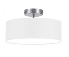 TRIO, Plafonnier, Hotel 2xE14, max.40,0 W Tissu, Blanc, Corps: metal, Nickel mat Ã:30,0cm, H:16,0cm IP20