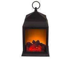 Lanterne en Plastique Aspect CheminÃ©e avec 6 LED env. 29 x 16 cm dans Une BoÃ®te Cadeau pour 2 piles (C)