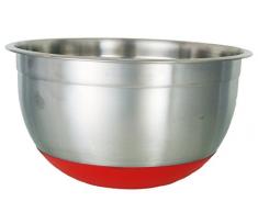 Buckingham Bol à Salade en Acier Inoxydable 5 l Ãtui à Rabat avec Base en Silicone, Argent/Rouge