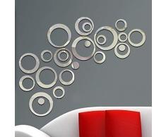 Walplus Miroir Décoration Murale Anneaux Combinaison Design Autocollant Amovible Décalques Vinyle Maison DIY Vivant Chambre Bureau DEnfants, Argent