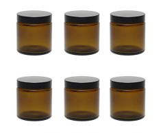 Viva Haushaltswaren # 39502 # 6 Pots en Verre 120 ML/Baume tiegel/crème Pot/Verre Bocaux en Verre Marron avec étiquette étiquettes, Marron, 6.1 x 6.1 x 6.3 cm