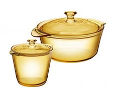 VISIONS Pyroceram Flair Casserole en Verre et Casserole Attire Lot de Pots, Marron, 29Â x 29Â x 23.2Â cm
