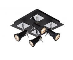 Lucide BRACKX-LED - Spot Plafond - LED Dim. - GU10 - 4x5W 3000K - Noir