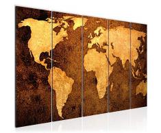 Tableau decoration murale Carte du monde 200 x 80 cm - XXL Impression sur Toile Salon Appartment 5 Parties - prÃªt Ã accrocher - 101755a