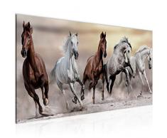 Tableau decoration murale Les Chevaux - XXL Impression sur Toile Salon Appartment 1 Parties - prêt à accrocher - 014112a
