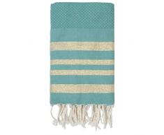 Moorish Idol - Fouta Nid dAbeille Lurex- 100cm x 200cm- Vert Canard/Or