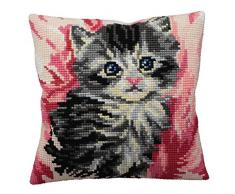 Collection dArt CD5164 40 x 40 cm Mistigri Kit Point de Croix Coussin, Coton, Multicolore, 33 x 3,2 x 24,9 cm