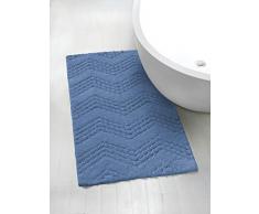 Gabel Tapis de Bain uni en Pur Coton, 70 x 140 cm, Bleu