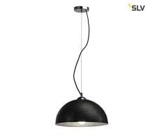 SLV Suspension FORCHINI | Plafonnier LED Variable, Suspension pour Salon, Bar, Salle à Manger| Lampe de Plafond Ronde au Design Exclusif (fibres de Verre, source E27, EEC E-A++, Ã38cm, Noir/Couleur Argent)