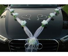 Organza M + de cÅurs voiture de mariage bijoux rose décoration décoration auto Bijoux Mariage Car Auto Wedding ratan Guirlande voitures Weià / Weià / WeiÃ