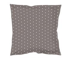 Douceur dIntérieur PIXA Taie doreiller Volant Plat Coton Taupe/Blanc 63 x 63 cm