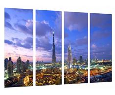 Tableau Moderne Photographique, Impression sur bois, Ville de DubaÃ¯, coucher de soleil, gratte-ciel, 131 x 62 cm, ref. 26647