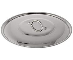 Pentole Agnelli FAMA2936 Couvercle Plat avec poignÃ©e, Bord et Pont, Type Lourd en Aluminium BLTF, Argent Poli, 36 cm