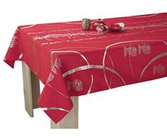 Le linge de Jules Nappe Shiny - Entretien Facile Rouge - Taille : Rectangle 150x350 cm