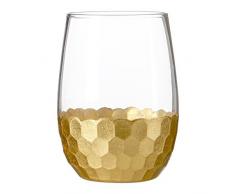 Premier Housewares Astrid gobelets Verre, Lot de 4, DorÃ©, 6Â x 6Â x 10Â cm