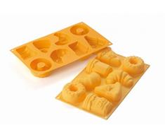 Silikomart 26.157.76.0063 SF157 Moule Thème Petite Déjeuner 8 Cavités Silicone Orange