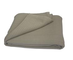 Anna Dessus de Lit Délavé Surpiqûres Motif Rayures Coton Ficelle 180 x 250