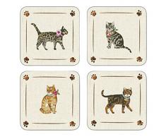 Cooksmart Cats on Parade - Lot de 4 Dessous de Verres, Multicolore