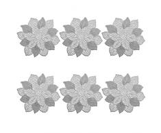 Zeller Lot de 6 Sets de Table « Flower » en PVC argenté