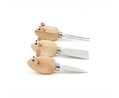 Kikkerland CHS08 Couteaux Ã Fromage Design Souris, Bois, Wood, 15,5 x 15,5 x 5 cm