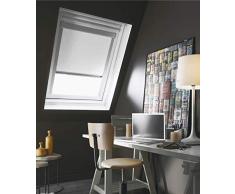MADECOSTORE Store de Toit Enrouleur compatible Velux® - Blanc - L100 x H116cm Modèle S08 - Cadre Alu